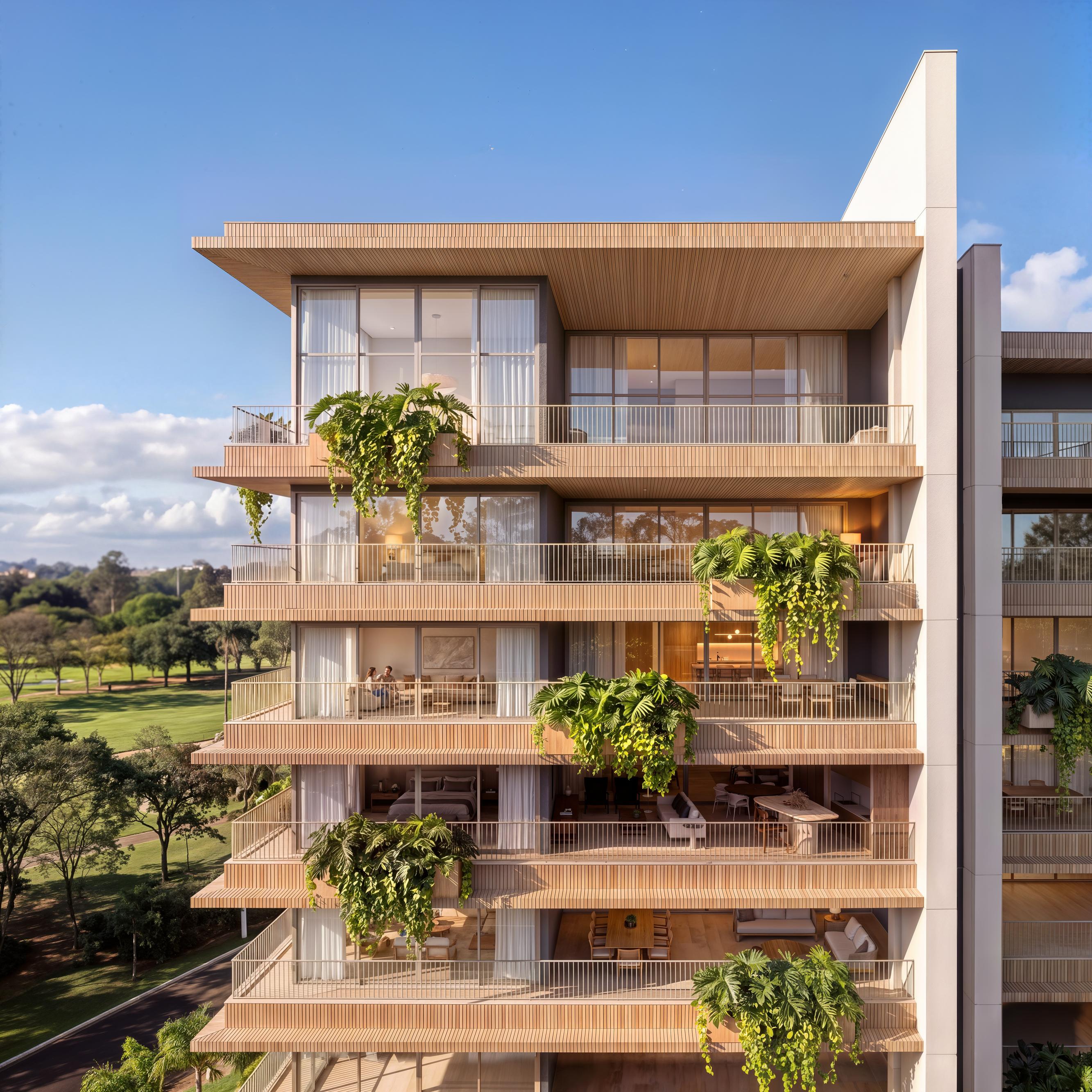 Varandas do Birdie com vão livre piso a piso de 3,06 m